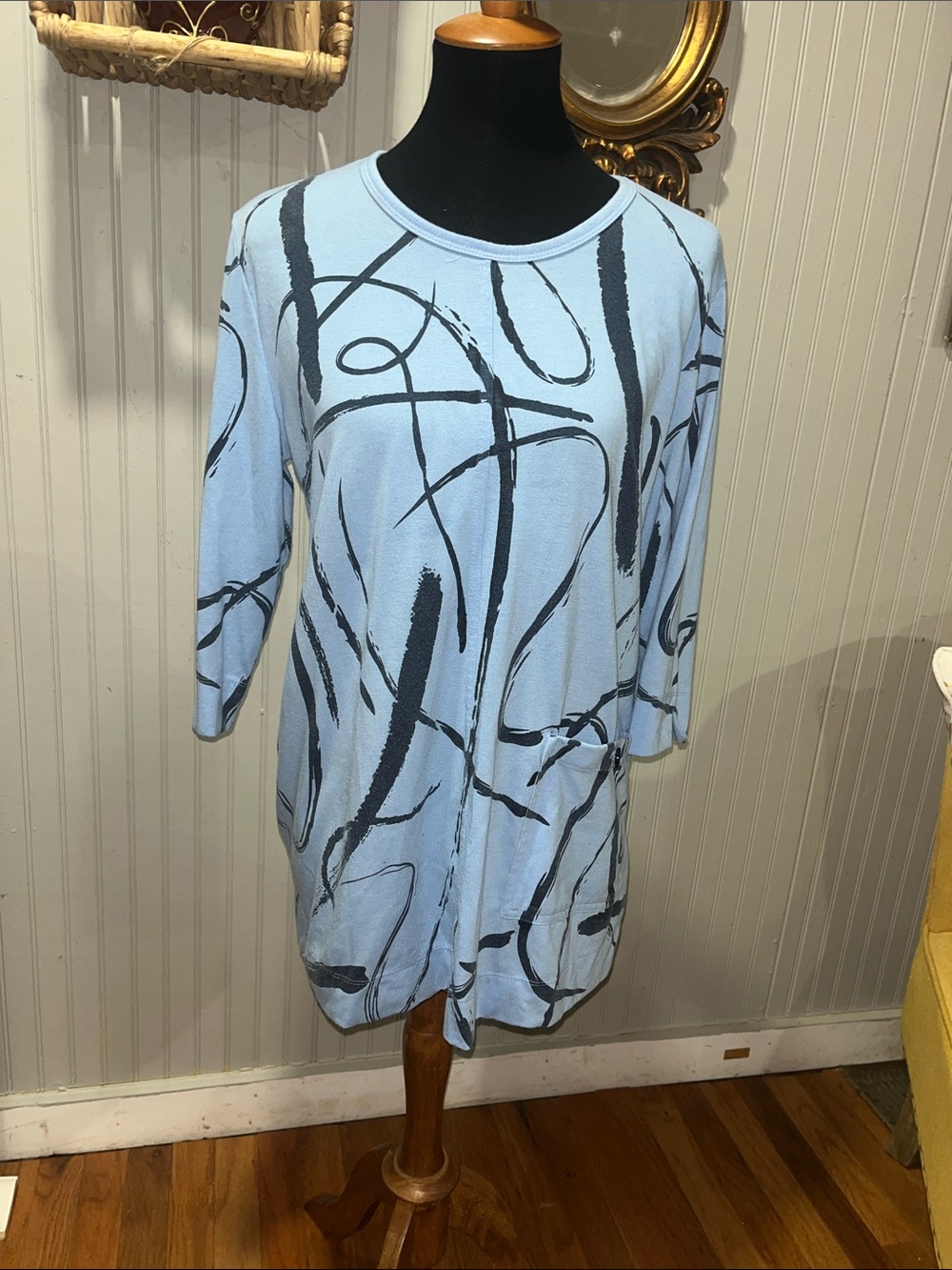 Light Blue Abstract Print Women's Dress